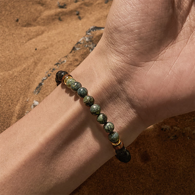 Olivenorma Lava Stone African Turquoise Beaded Bracelet - image 1