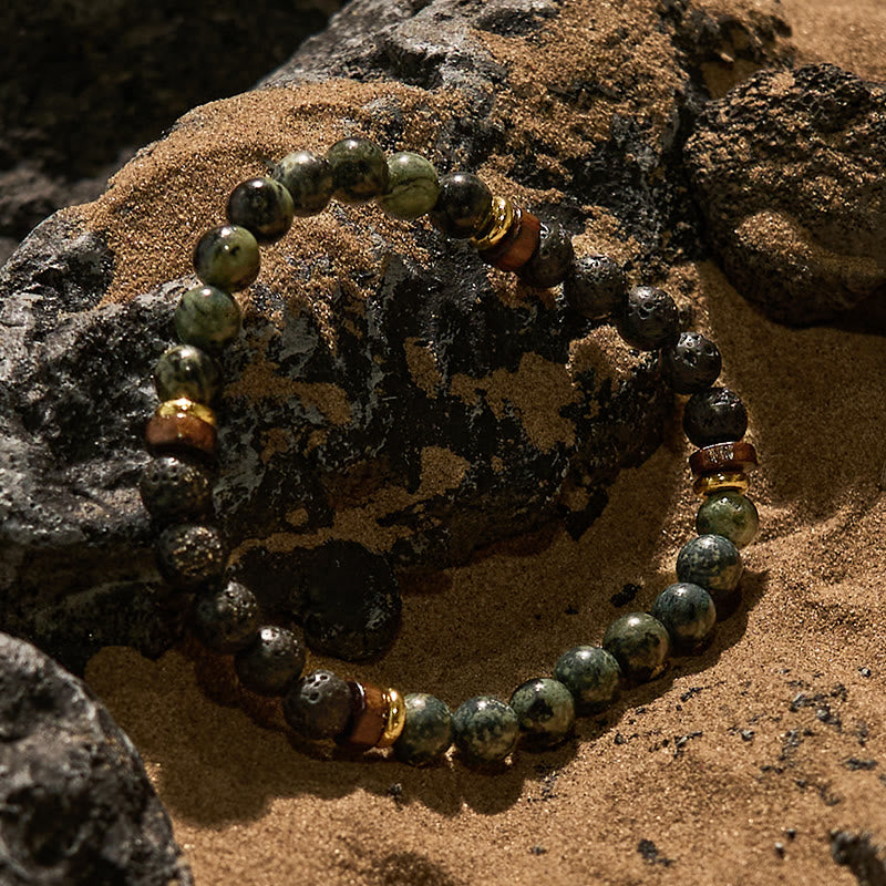 Olivenorma Lava Stone African Turquoise Beaded Bracelet - image 3