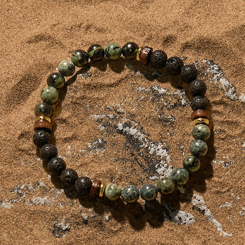Olivenorma Lava Stone African Turquoise Beaded Bracelet - image 2