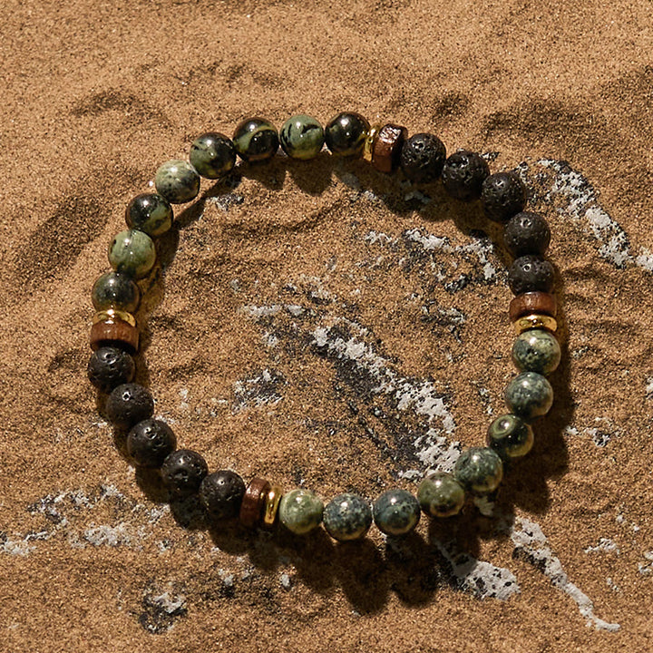 Olivenorma Lava Stone African Turquoise Beaded Bracelet - image 2