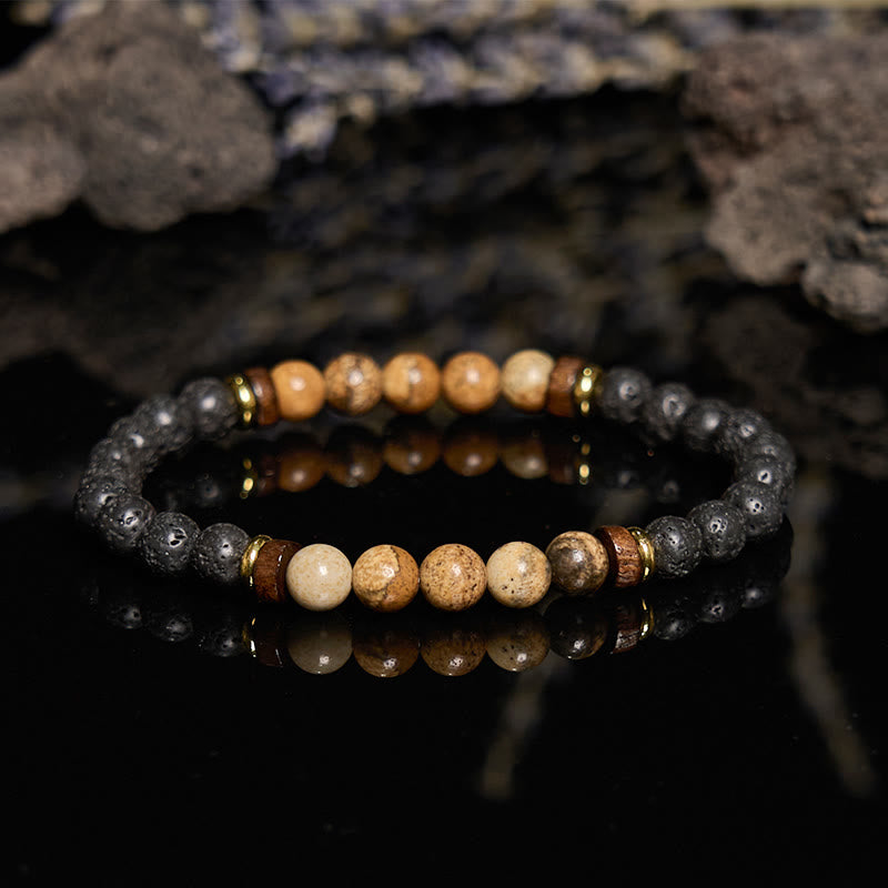 Olivenorma 6mm Lava Stone Picture Jasper Beaded Bracelet - image 4
