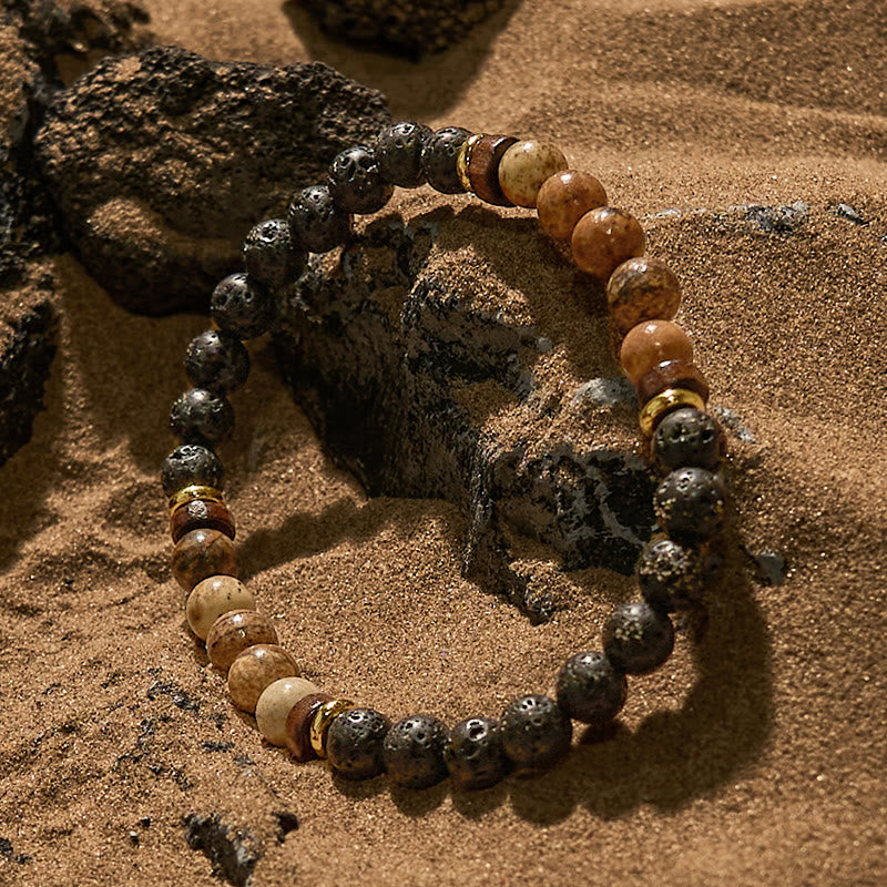 Olivenorma 6mm Lava Stone Picture Jasper Beaded Bracelet - image 3