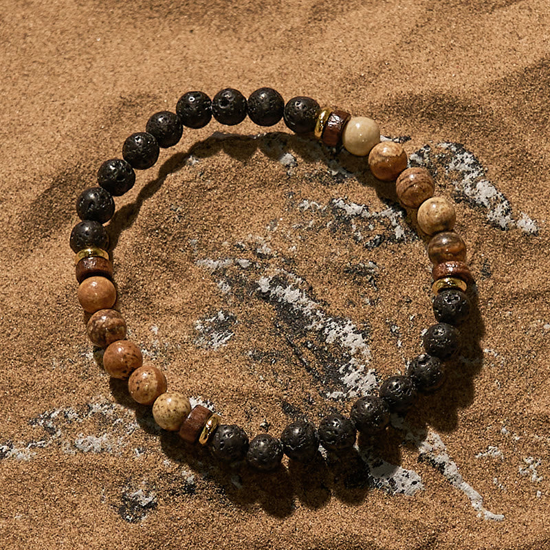 Olivenorma 6mm Lava Stone Picture Jasper Beaded Bracelet - image 2