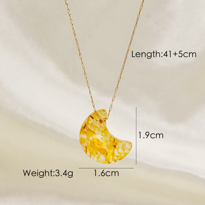 Olivenorma Natural Crystal Cut Moon Shape Pendant Necklace - Citrine - image 5