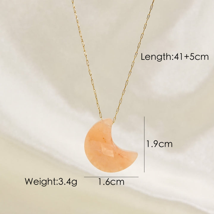 Olivenorma Natural Crystal Cut Moon Shape Pendant Necklace - Sun Stone - image 9