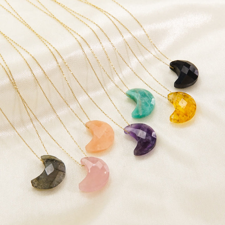 Olivenorma Natural Crystal Cut Moon Shape Pendant Necklace - image 15