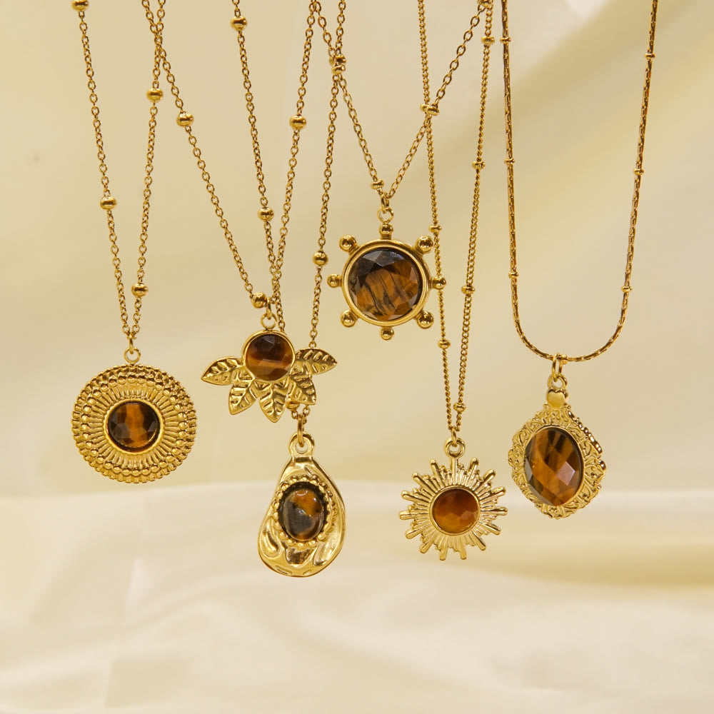 Olivenorma Natural Tiger Eye Pendant Necklace - image 0