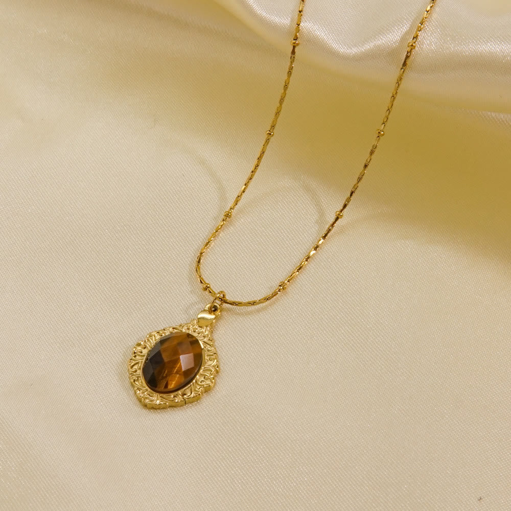 Olivenorma Natural Tiger Eye Pendant Necklace - Tiger Eye#1 - image 1