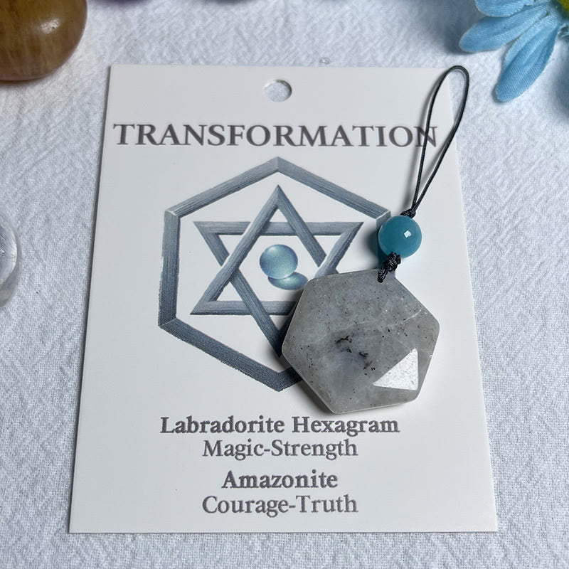 Olivenorma Natural Crystal Metatron's Cube Pendant Keychain - Labradorite - image 9