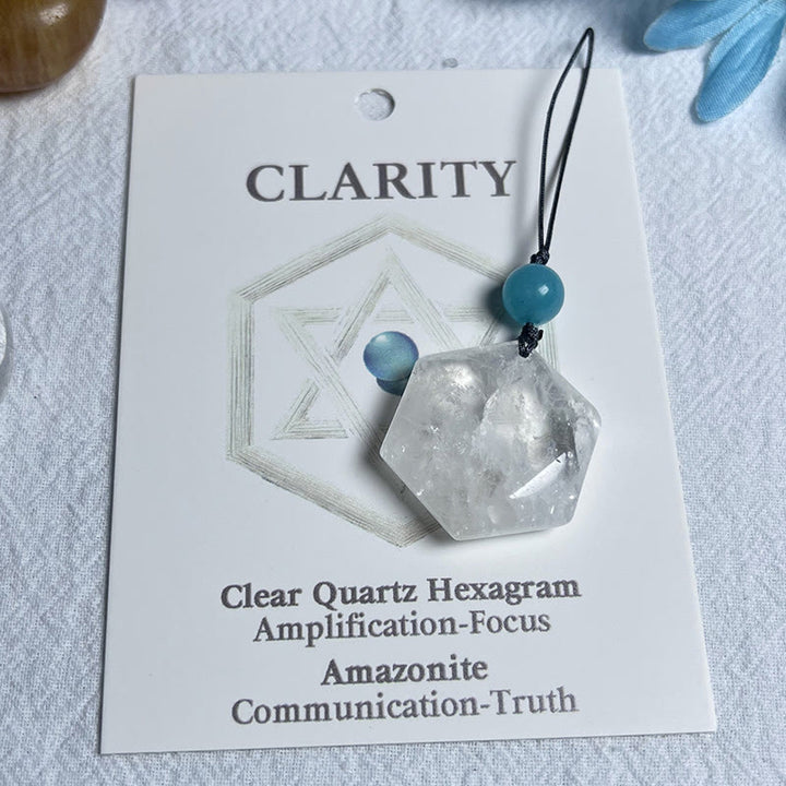 Olivenorma Natural Crystal Metatron's Cube Pendant Keychain - Clear Crystal - image 0