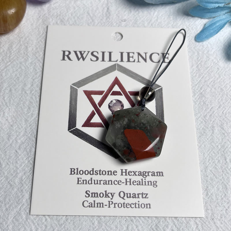 Olivenorma Natural Crystal Metatron's Cube Pendant Keychain - Dragon Blood Stone - image 3
