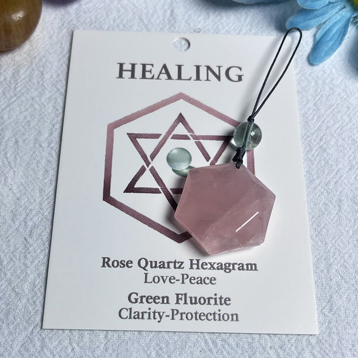 Olivenorma Natural Crystal Metatron's Cube Pendant Keychain - Rose Quartz - image 21