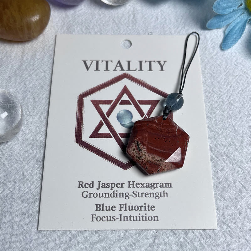 Olivenorma Natural Crystal Metatron's Cube Pendant Keychain - Red Jasper - image 18