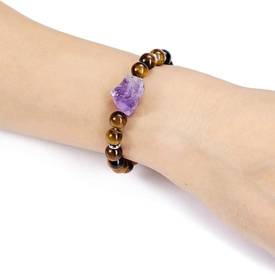 Olivenorma Natural Raw Amethyst 8mm Gem Bracelet - image 4