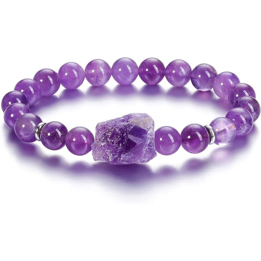 Olivenorma Natural Raw Amethyst 8mm Gem Bracelet - Amethyst - image 0