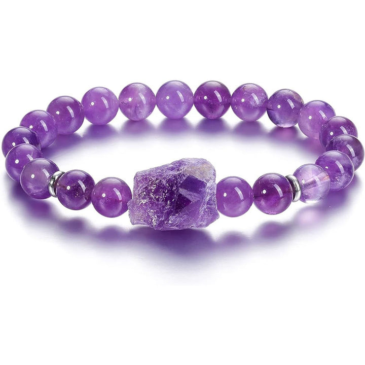 Olivenorma Natural Raw Amethyst 8mm Gem Bracelet - Amethyst - image 0