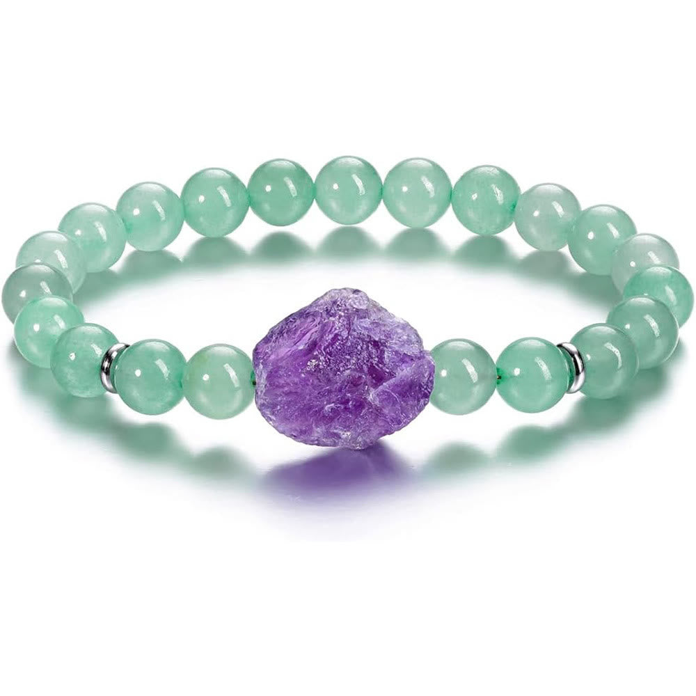 Olivenorma Natural Raw Amethyst 8mm Gem Bracelet - Amethyst+Green Aventurine - image 11