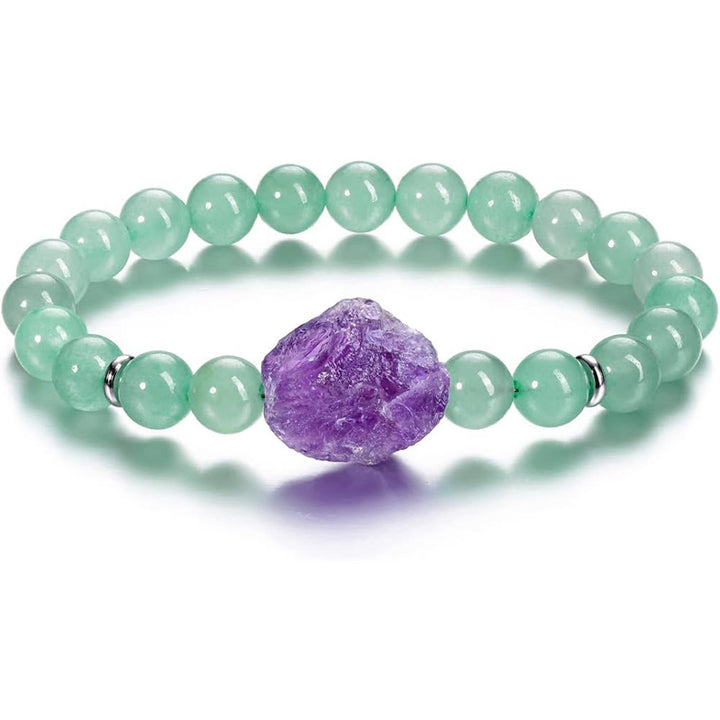 Olivenorma Natural Raw Amethyst 8mm Gem Bracelet - Amethyst+Green Aventurine - image 11
