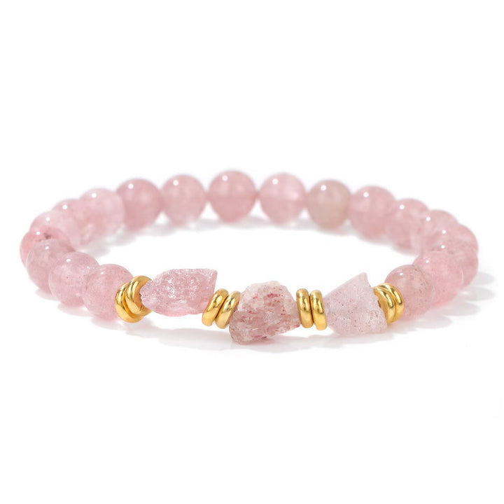 Olivenorma Natural Rough Gemstone Beaded Bracelet - Strawberry Quartz - image 28