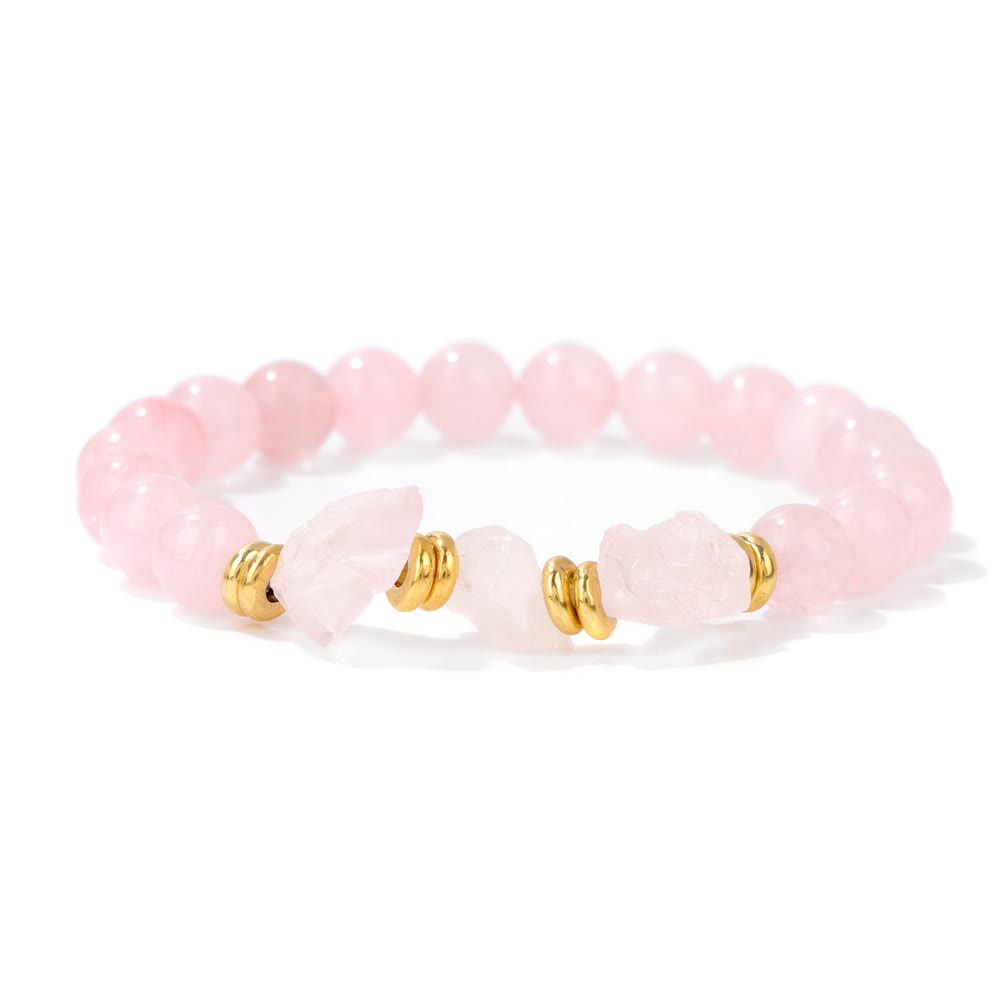 Olivenorma Natural Rough Gemstone Beaded Bracelet - Rose Quartz - image 24