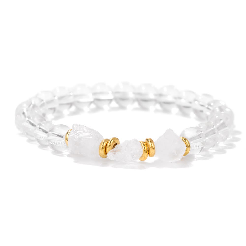 Olivenorma Natural Rough Gemstone Beaded Bracelet - Clear Crystal - image 2