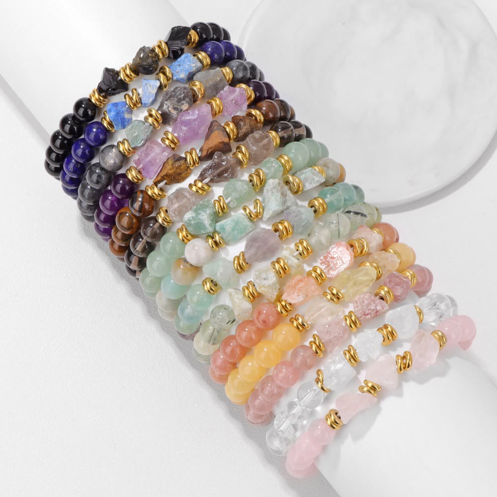 Olivenorma Natural Rough Gemstone Beaded Bracelet - image 36