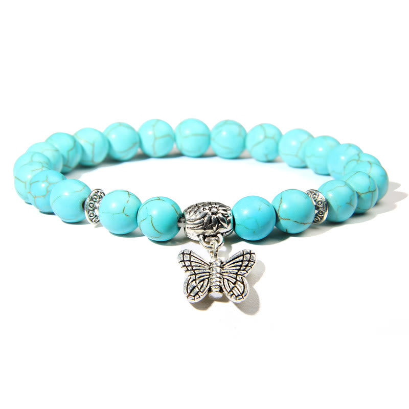 Olivenorma Natural Turquoise Butterfly Charm Gem Bracelet - Turquoise - image 12