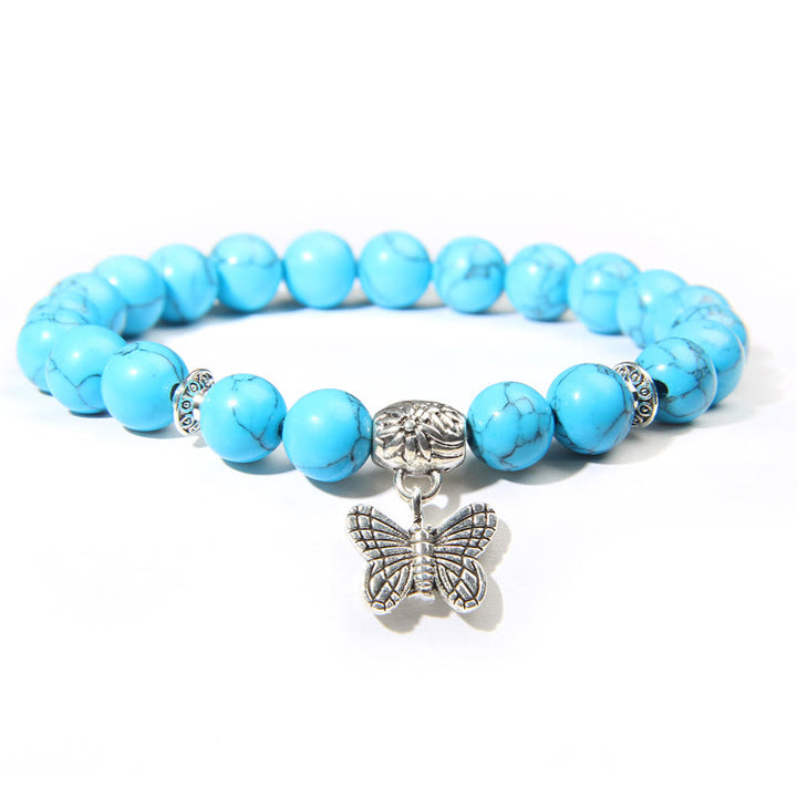 Olivenorma Natural Turquoise Butterfly Charm Gem Bracelet - Blue Turquoise - image 10
