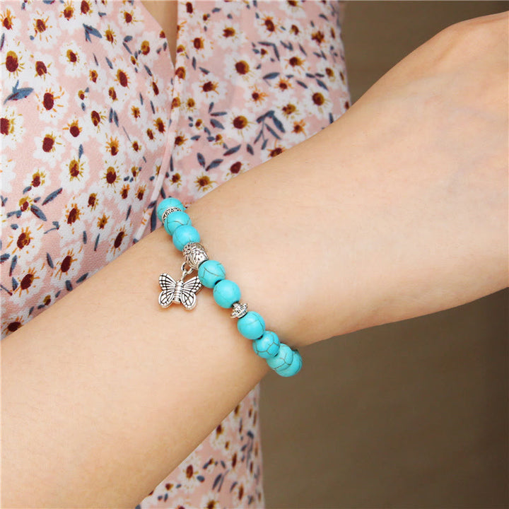 Olivenorma Natural Turquoise Butterfly Charm Gem Bracelet - image 13