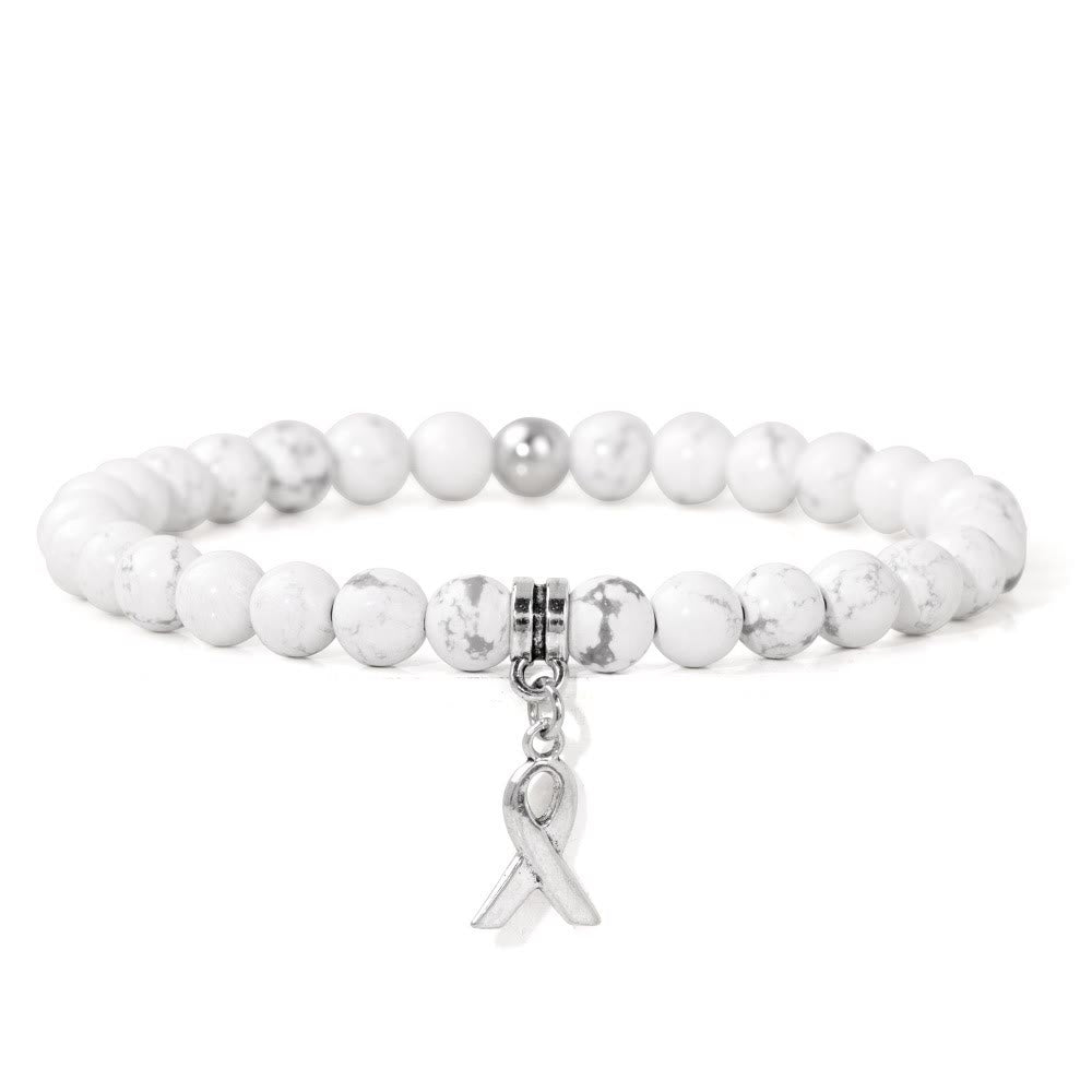 Olivenorma Ribbon Charm Natural Gemstone Beaded Lucky Bracelet - White Turquoise - image 20