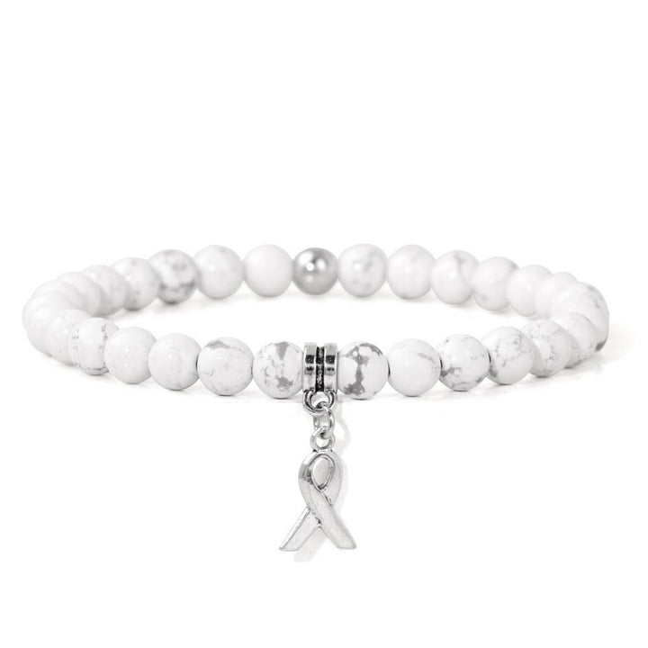 Olivenorma Ribbon Charm Natural Gemstone Beaded Lucky Bracelet - White Turquoise - image 20