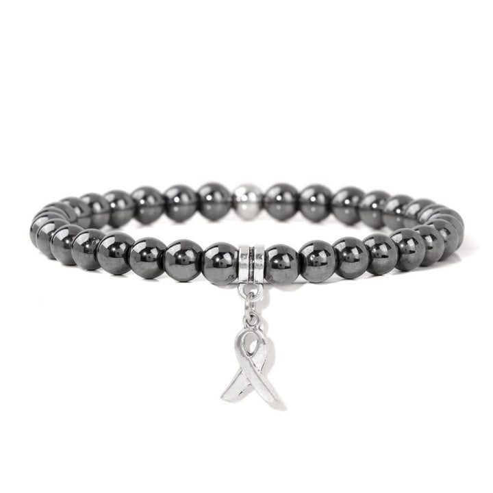 Olivenorma Ribbon Charm Natural Gemstone Beaded Lucky Bracelet - Hematite - image 12