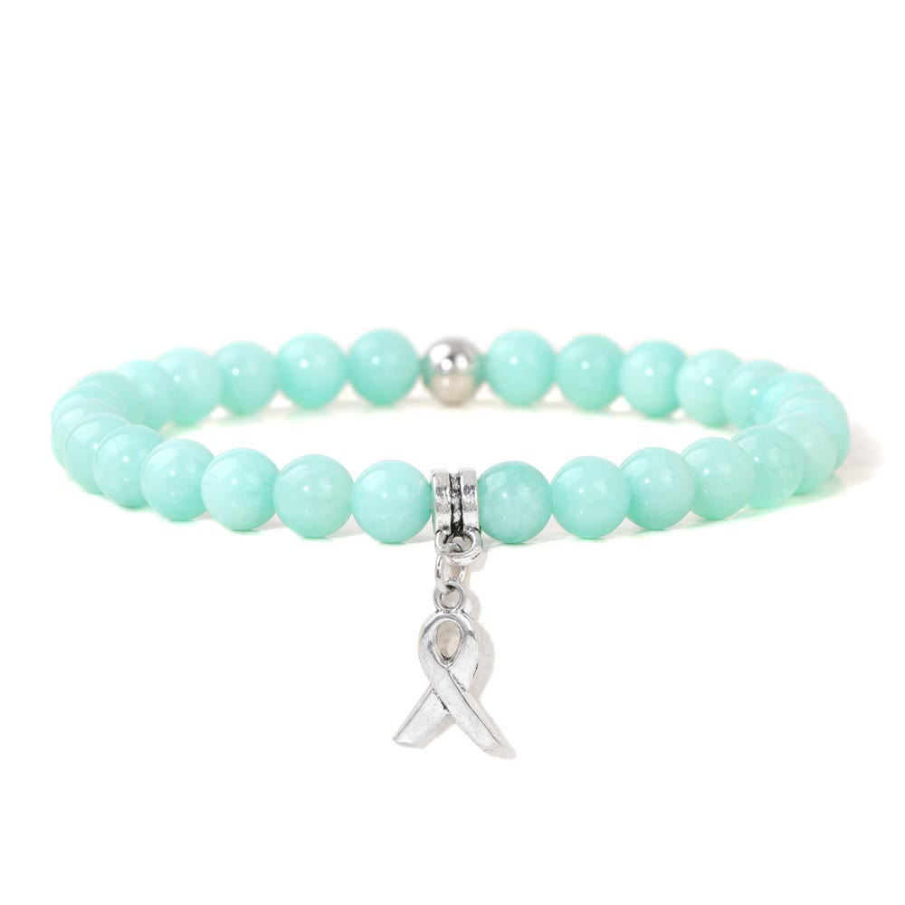 Olivenorma Ribbon Charm Natural Gemstone Beaded Lucky Bracelet - Amazonite - image 18