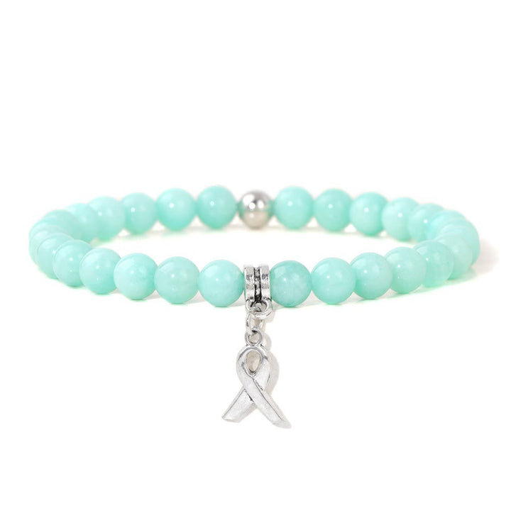 Olivenorma Ribbon Charm Natural Gemstone Beaded Lucky Bracelet - Amazonite - image 18