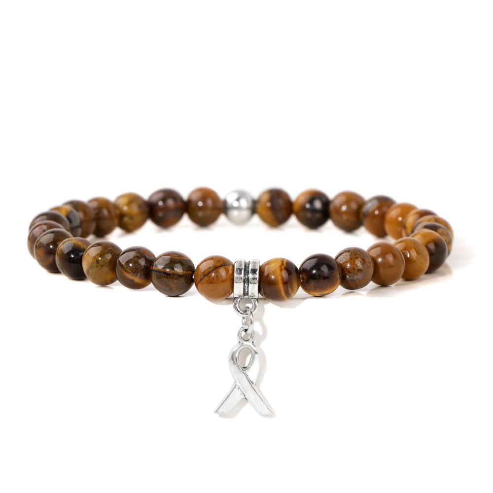 Olivenorma Ribbon Charm Natural Gemstone Beaded Lucky Bracelet - Tiger Eye - image 0