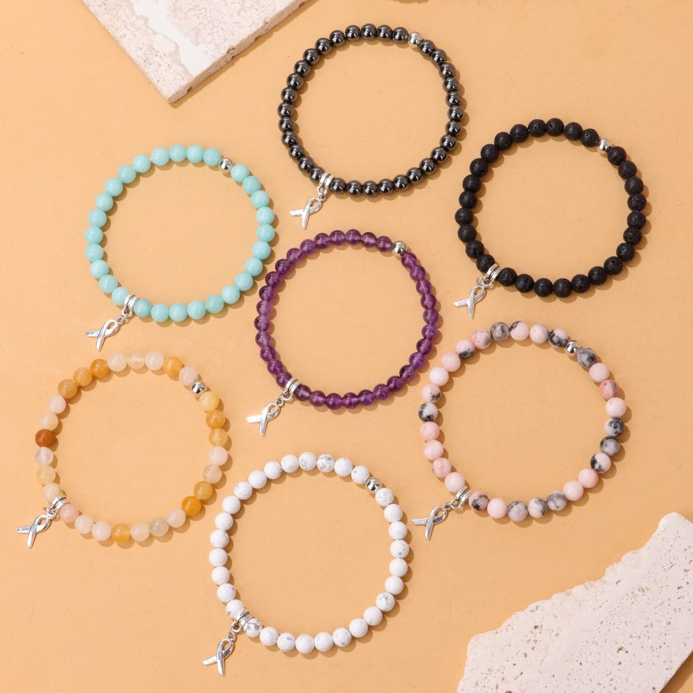 Olivenorma Ribbon Charm Natural Gemstone Beaded Lucky Bracelet - image 23