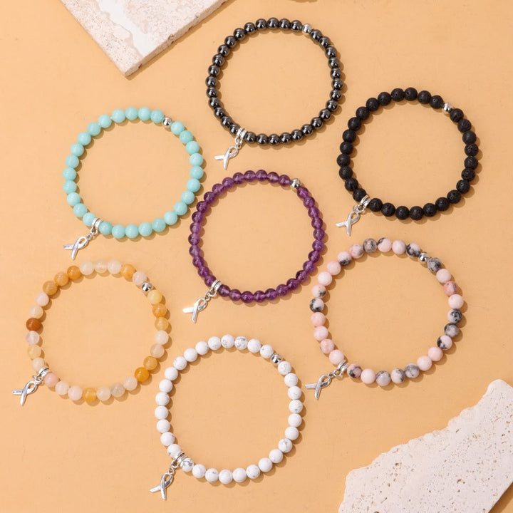 Olivenorma Ribbon Charm Natural Gemstone Beaded Lucky Bracelet - image 23