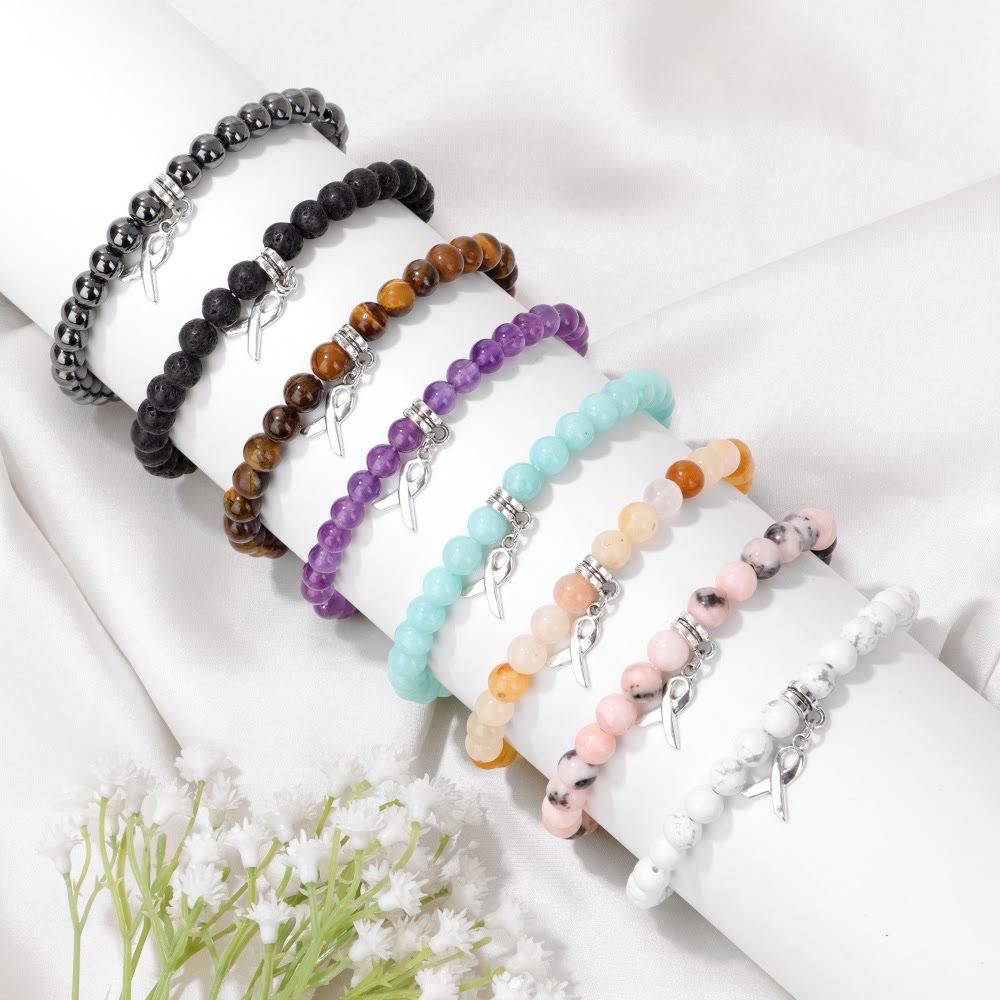 Olivenorma Ribbon Charm Natural Gemstone Beaded Lucky Bracelet - image 24