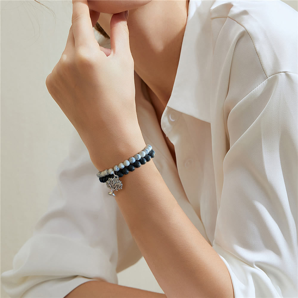 Olivenorma Tree of Life Gemstone Double Layer Bracelet - image 1