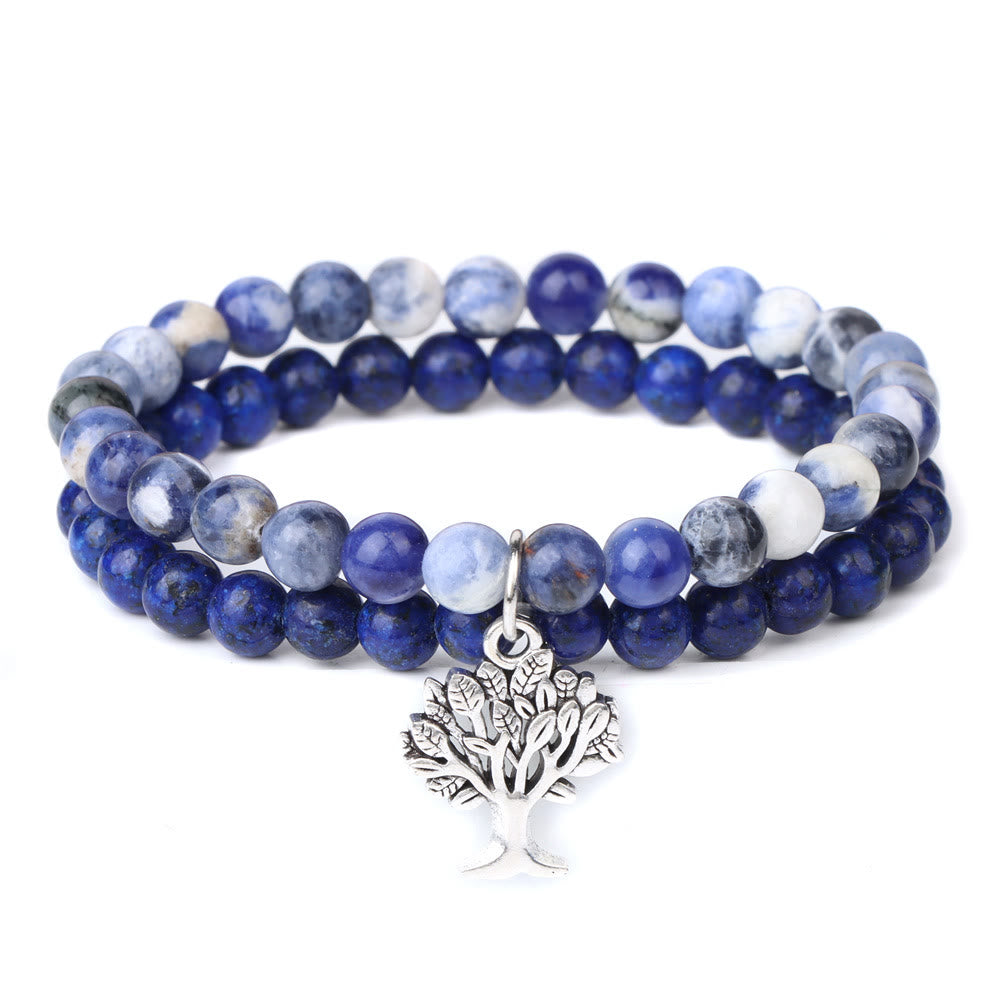 Olivenorma Tree of Life Gemstone Double Layer Bracelet - Sodalite + Lapis Lazuli - image 11