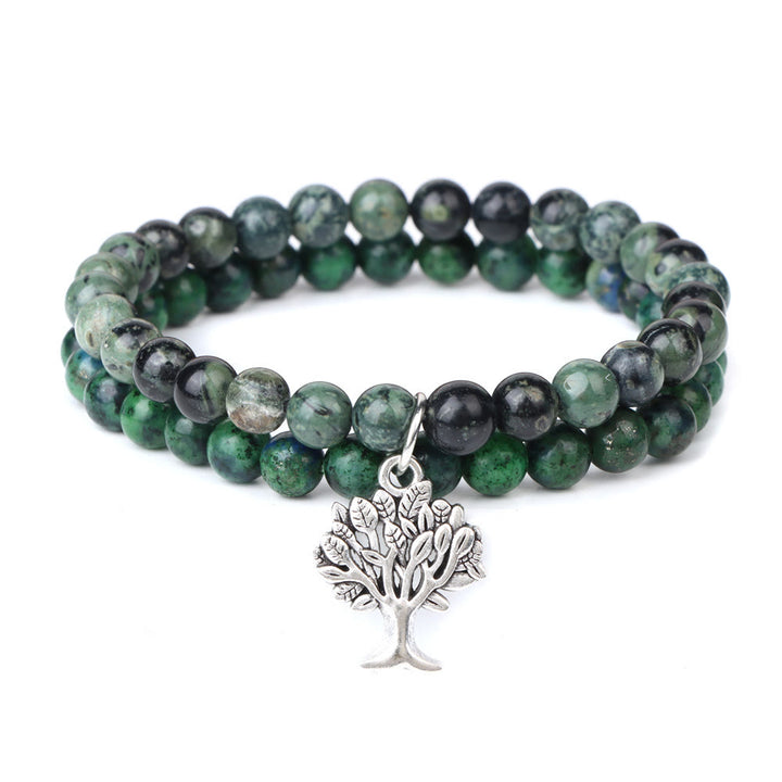 Olivenorma Tree of Life Gemstone Double Layer Bracelet - Malachite + African Turquoise - image 5
