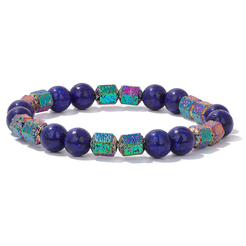 Olivenorma Glitter Geometric Lava Stone Beaded Bracelet - Lapis Lazuli + Lava Stone - image 20