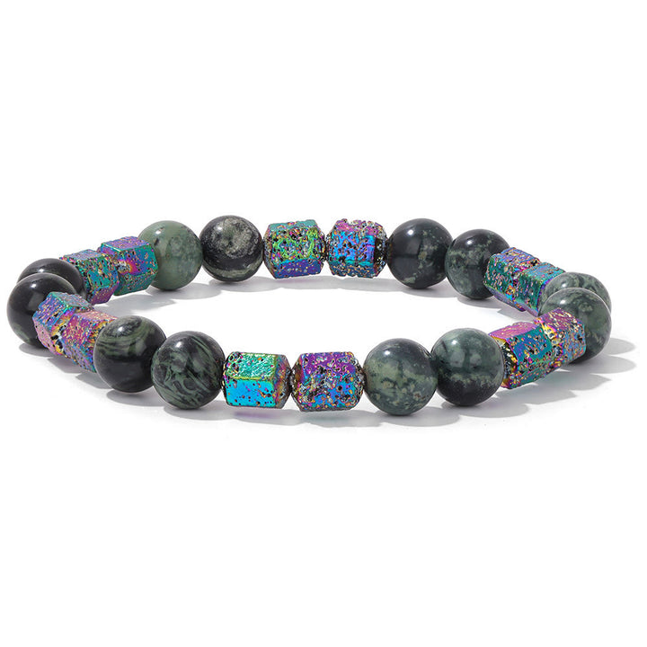 Olivenorma Glitter Geometric Lava Stone Beaded Bracelet - Malachite + Lava Stone - image 13