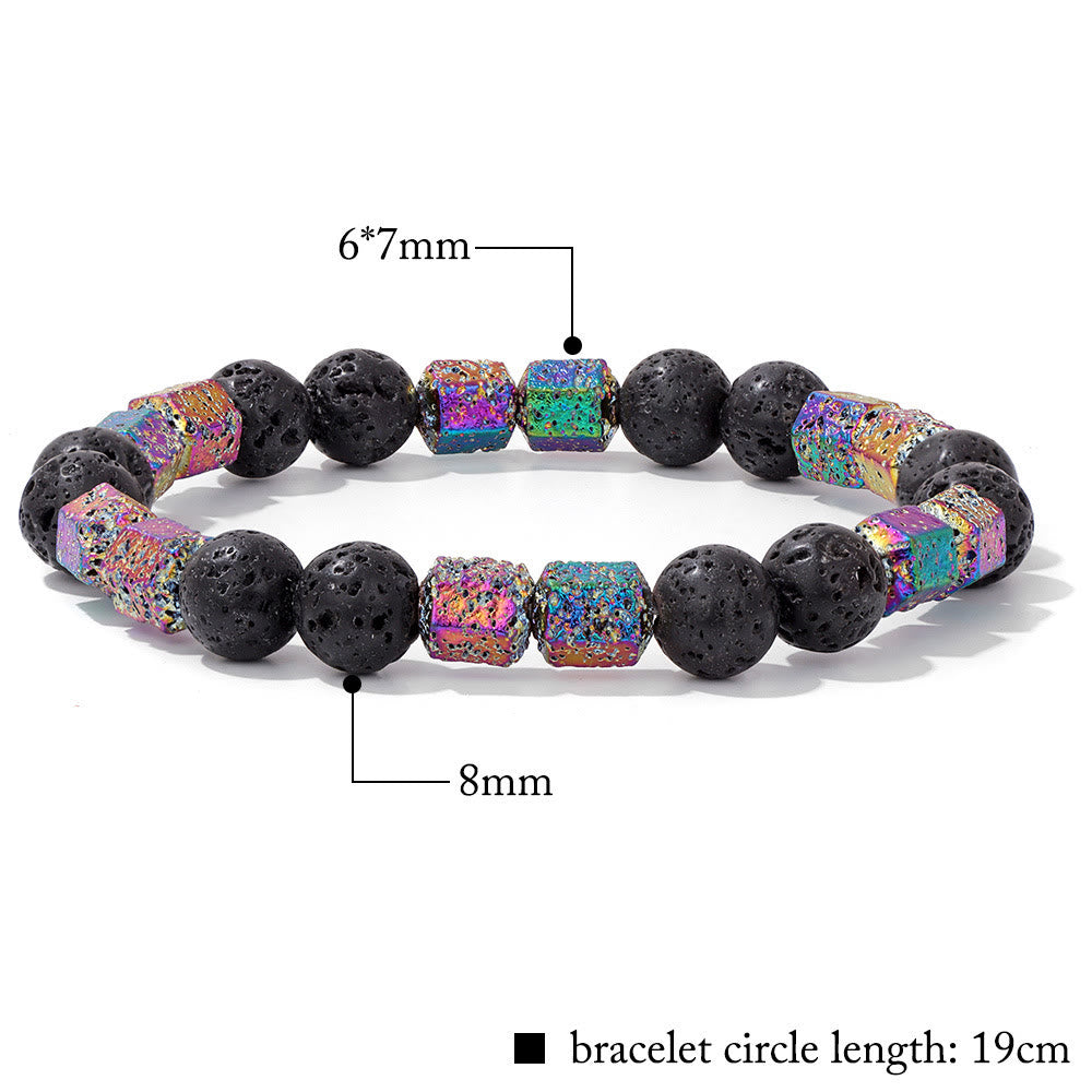Olivenorma Glitter Geometric Lava Stone Beaded Bracelet - image 2