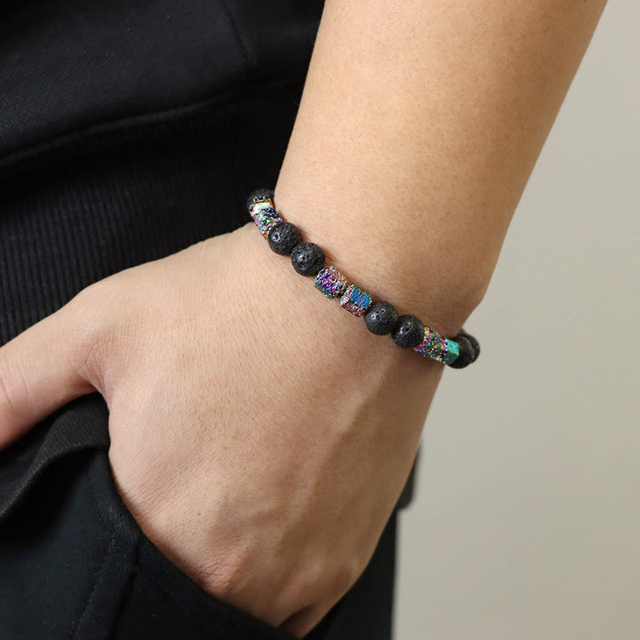 Olivenorma Glitter Geometric Lava Stone Beaded Bracelet - image 1