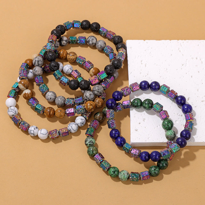 Olivenorma Glitter Geometric Lava Stone Beaded Bracelet - image 23