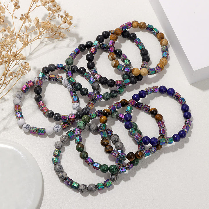 Olivenorma Glitter Geometric Lava Stone Beaded Bracelet - image 24