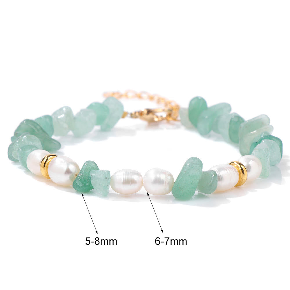 Olivenorma Irregular Gem Gravel Pearl Beaded Bracelet - image 1