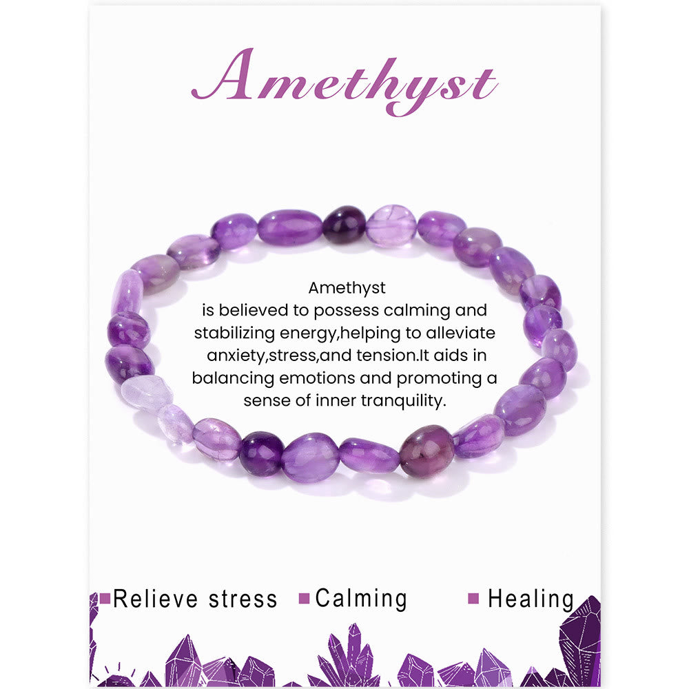 Olivenorma Irregular Gemstone Adjustable Healing Bracelet - Amethyst - image 1