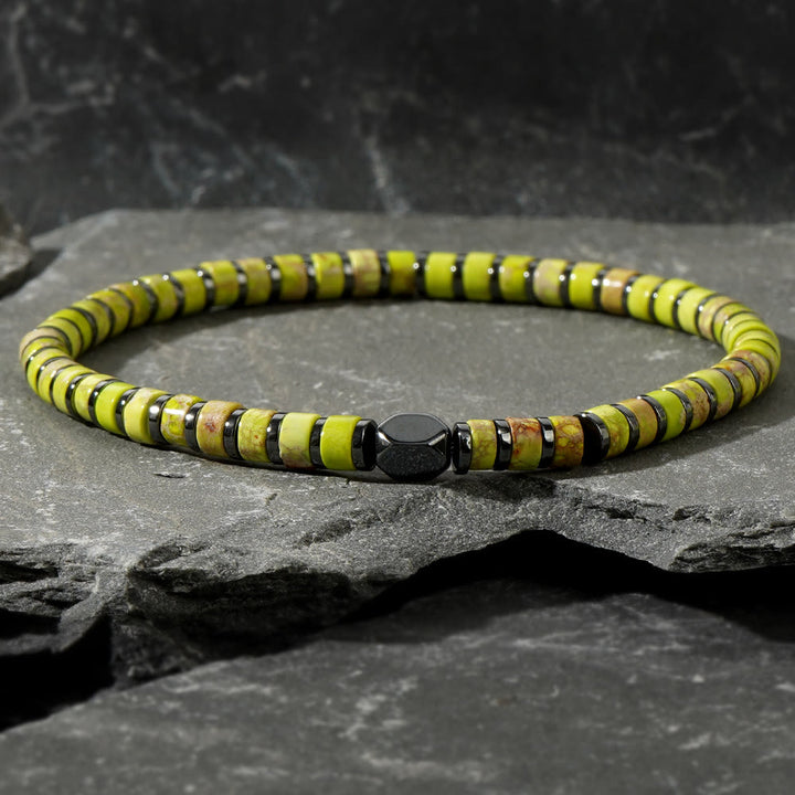 Olivenorma Bohemian Natural Emperor Stone Beaded Bracelet - Green Emperor Stone - image 2